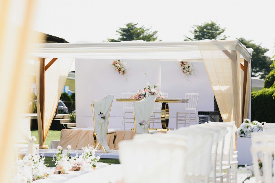 Beautiful outdoor wedding ceremony setup